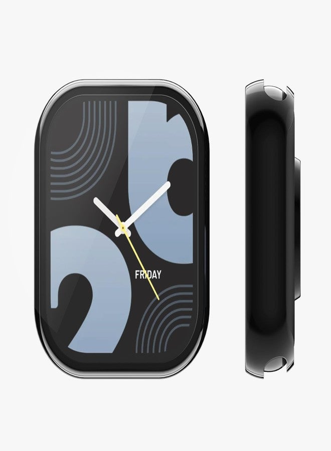 كي دابليو موبايل جراب kwmobile متوافق مع جراب Xiaomi Mi Band 8 Pro - غطاءان من السيليكون الحراري المرن (TPU) لتتبع اللياقة البدنية - أسود/فضي - Image 5