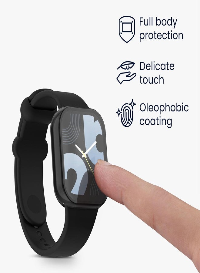 كي دابليو موبايل جراب kwmobile متوافق مع جراب Xiaomi Mi Band 8 Pro - غطاءان من السيليكون الحراري المرن (TPU) لتتبع اللياقة البدنية - أسود/فضي - Image 3
