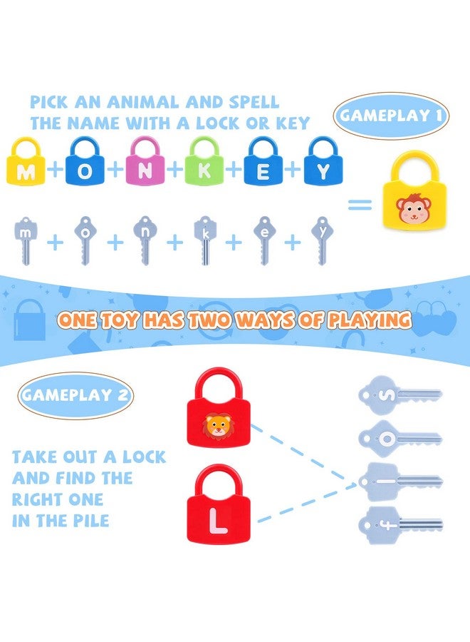 AXEARTE Montessori Educational Toys - Alphabet Learning Locks and Keys for Toddlers - 26 Locks & Keys Set - Baby Sensory Fine Motor Skills Toys - ABC Locks and Keys - Image 4