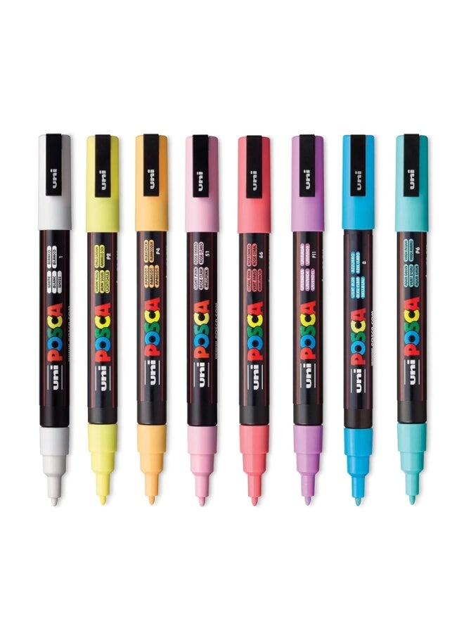 بوسكا أقلام تحديد ألوان باستيلية على شكل رصاصة من يوني بول بوسكا 3M، 0.9-1.3 مم | حبر متعدد الألوان | عبوة من 8 قطع - Image 1