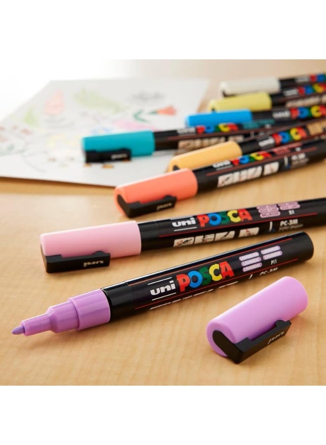 بوسكا أقلام تحديد ألوان باستيلية على شكل رصاصة من يوني بول بوسكا 3M، 0.9-1.3 مم | حبر متعدد الألوان | عبوة من 8 قطع - Image 2