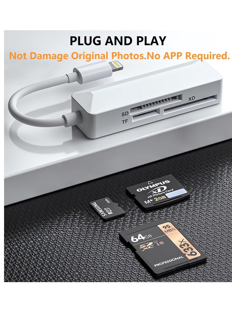 Captaintech Lightning SD Card Reader for iPhone - High-Speed Memory Adapter for iPhone 14/13/12/11/XS/XR/X/8/7/6/5 - Supports SD/TF/XD 128G 256G - Image 3