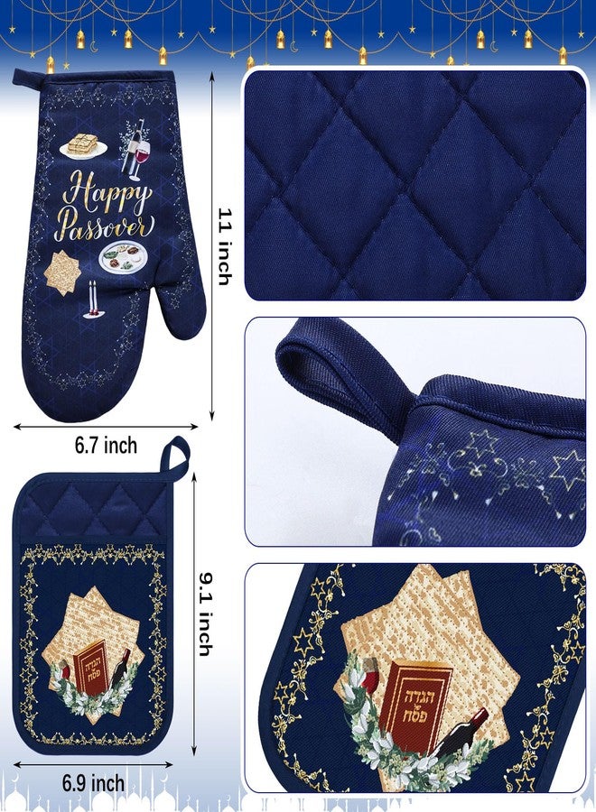 Funnysoft 5 Pcs Passover Hostess Present Passover Apron Pot Holder Oven Mitts Kitchen Towels Set Passover Kitchen Accessories Passover Cooking Gift for Women Men - Image 4