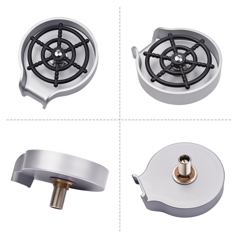 Glass Rinser: Light Gray Solid ABS + Stainless Steel Material, Easy To Use, 360° High-Pressure 5-Hole Nozzle Cup Rinser - Quick Powerful Cleaning, Bottle Washer for Kitchen Sink, Home Kitchen Use - Image 3