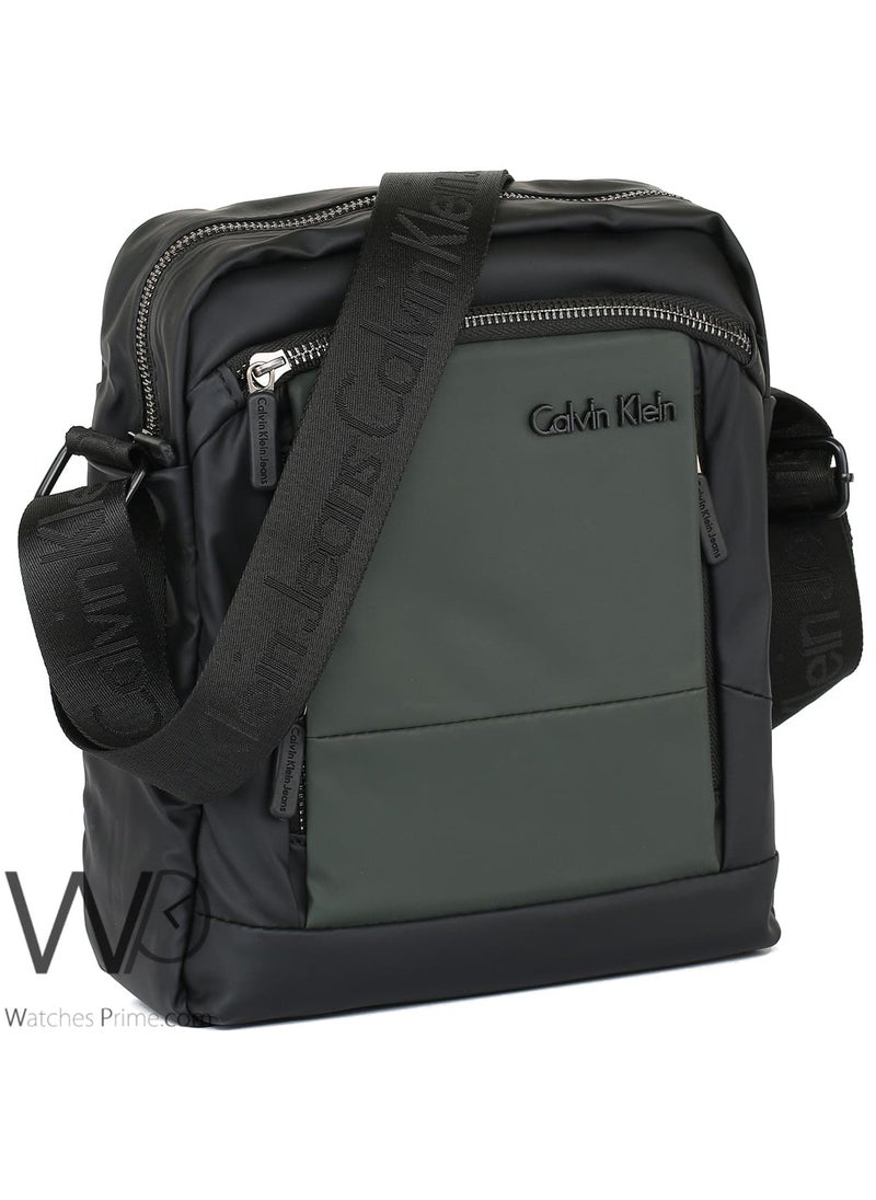 Calvin Klein Jeans Crossbody Messenger Calvin Klein Green Black Shoulder Bag For Men Usb Port Ck  - Image 2