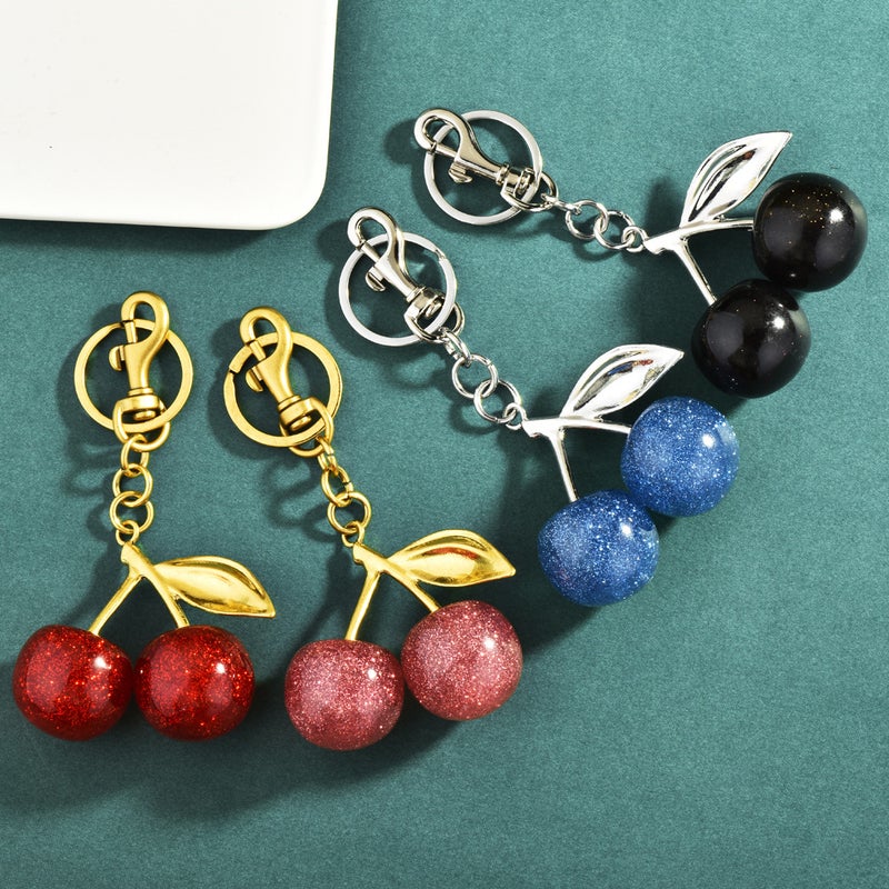 New Fashion Cherry Keychain Bag Charm Car Key Ring Metal - Image 3