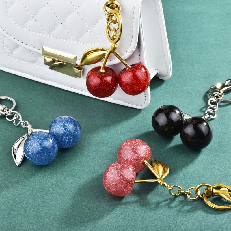 New Fashion Cherry Keychain Bag Charm Car Key Ring Metal - Image 2