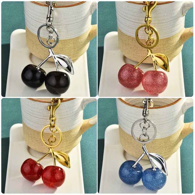 New Fashion Cherry Keychain Bag Charm Car Key Ring Metal - Image 4