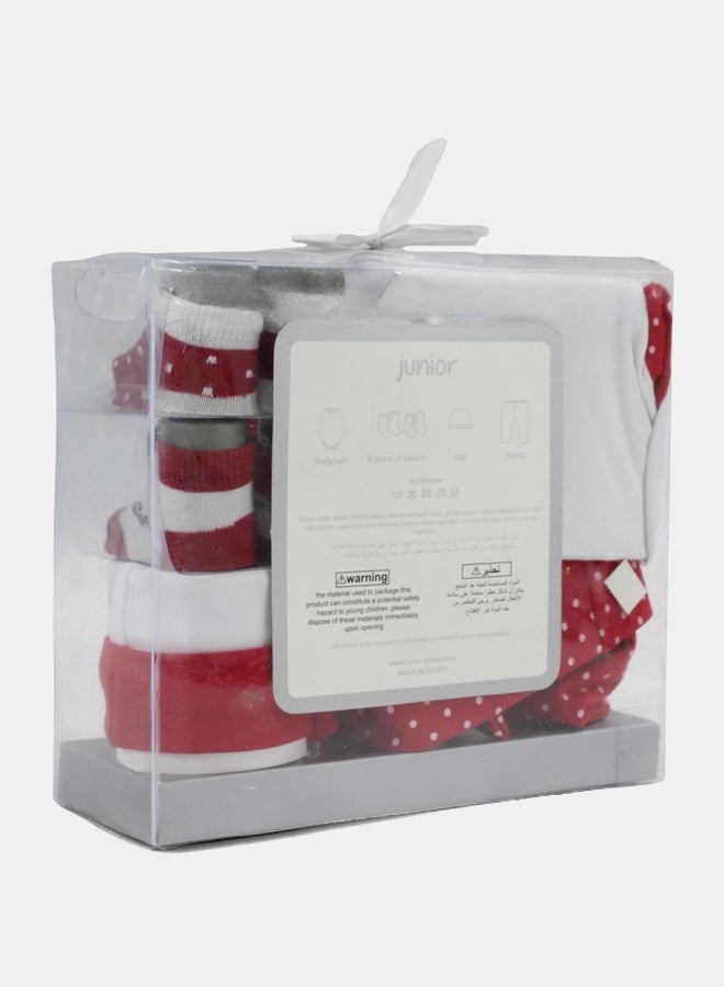 جونيور بوكس هدايا قطن بيبي للاطفال – أحمر “هابي هوليدايز” (٥ قطع) - Image 2