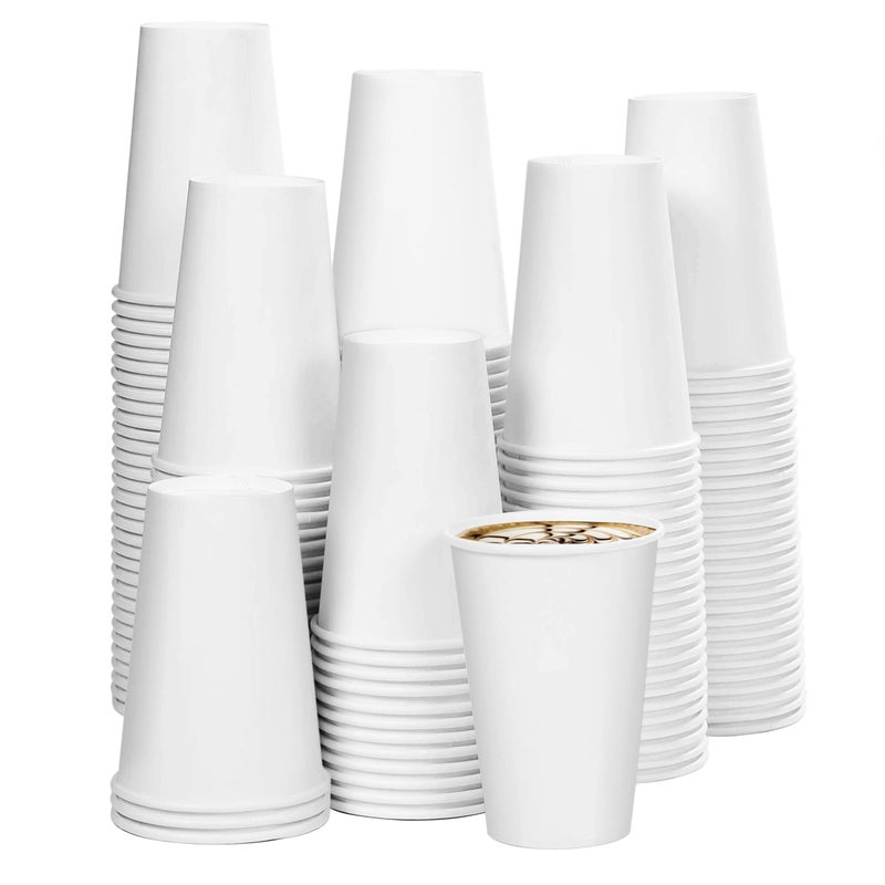LOCONHA 150 Pack 12 oz White Paper Cups Disposable Paper Coffee Cups