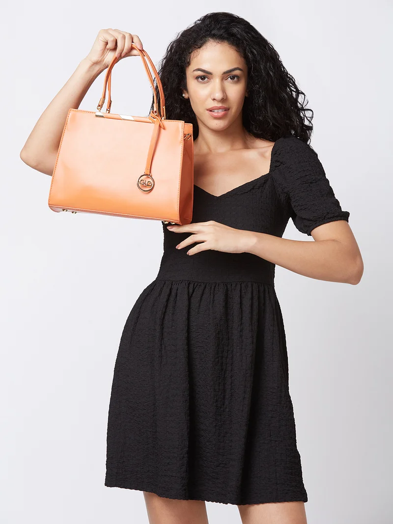 globus Globus Women Orange Solid Casual Handheld Bag