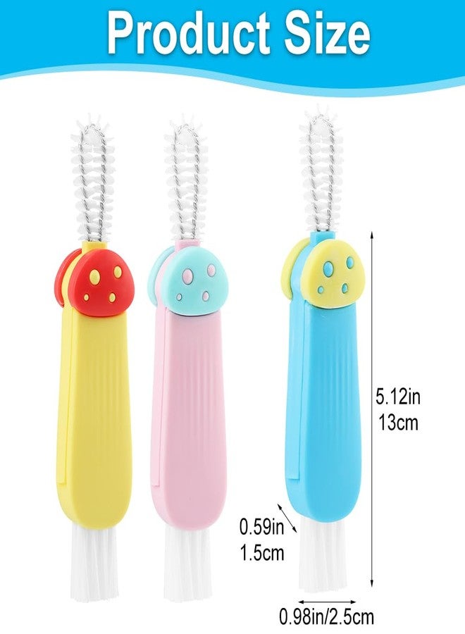 EMVANV 3 in 1 Multifunctional Lid Gap Cleaning Brush Set - Cup, Bottle, Sport Water Bottle (Pink, Yellow, Blue) - Image 2