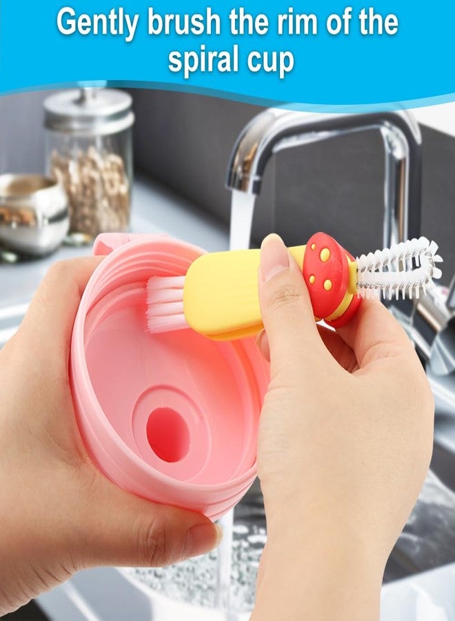 EMVANV 3 in 1 Multifunctional Lid Gap Cleaning Brush Set - Cup, Bottle, Sport Water Bottle (Pink, Yellow, Blue) - Image 5