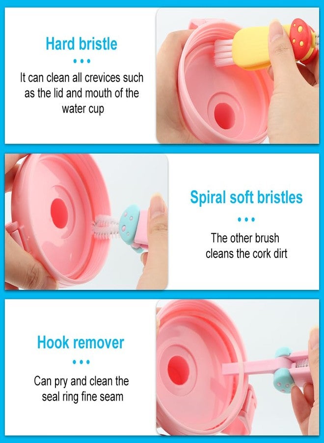 EMVANV 3 in 1 Multifunctional Lid Gap Cleaning Brush Set - Cup, Bottle, Sport Water Bottle (Pink, Yellow, Blue) - Image 4