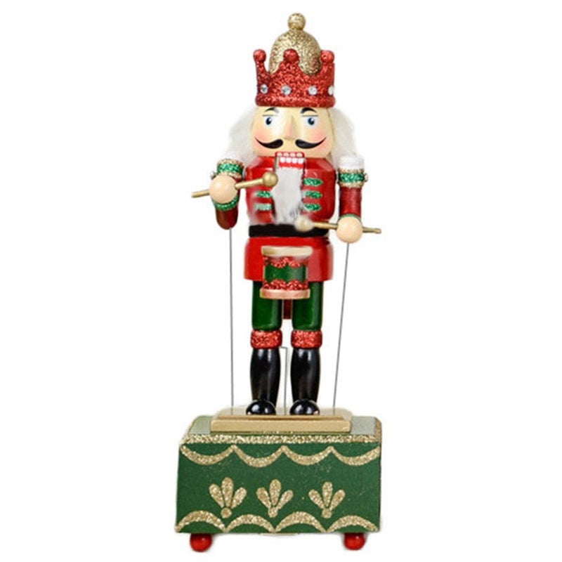 ZaH زينة عيد الميلاد زاه 12 بوصة دمية جوز الهند صندوق موسيقي خشبي هدايا زينة عيد الميلاد دمى جوز الهند طبل