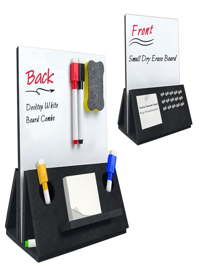 BXI Felt Small Desktop Whiteboard Combo- 8 x 10 Inches Double-Sided Magnetic Dry Erase Board, Portable Reusable Desk Notepad with Stand, Versatile Writing Sticky Note Board for Office Home School - Image 1