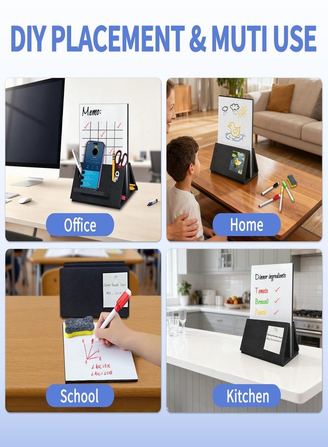 BXI Felt Small Desktop Whiteboard Combo- 8 x 10 Inches Double-Sided Magnetic Dry Erase Board, Portable Reusable Desk Notepad with Stand, Versatile Writing Sticky Note Board for Office Home School - Image 5
