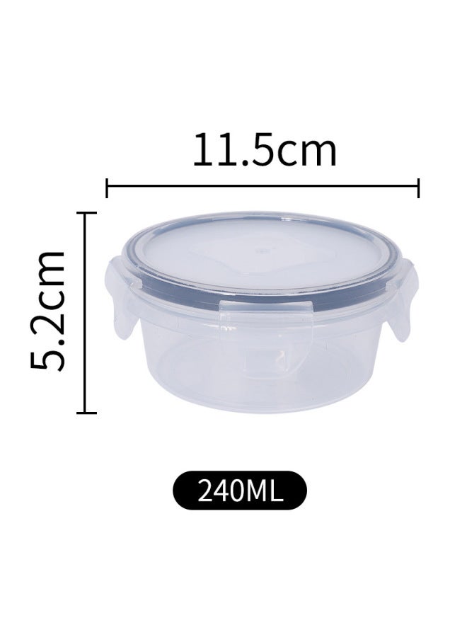 Food Grade Fresh-keeping Box High Temperature Resistant Kitchen Microwave Oven PP Lunch Box Refrigerator Special Lock Buckle Sub-packaging Storage Sealed Box-Specifications:240ml Round  - Image 1