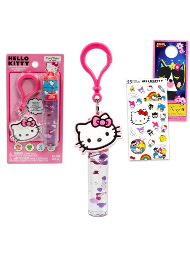 Hello Kitty Lip Gloss Tubes Bundle with 2 Lip Gloss in Assorted Flavors for Party Favors Plus Bag Clip Stickers More Hello Kitty Party Favors - Image 1