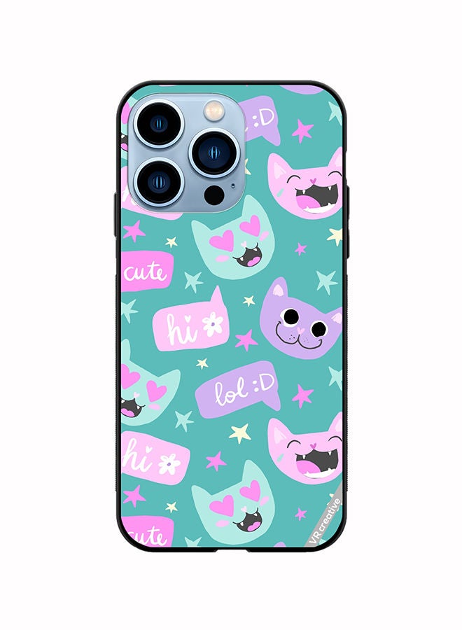 VR CREATIVE Protective Case Cover For Apple iPhone 13 Pro Max Cat Had And Bubble Speech Design Multicolour - Image 1