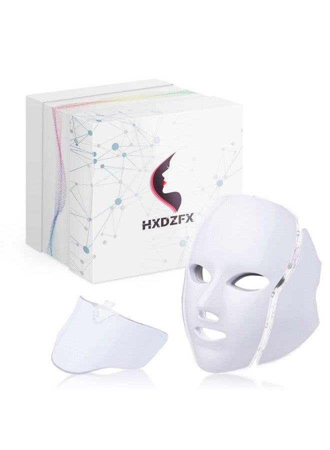 HXDZFX HXDZFX LED FACIAL LIGHT THERAPY MASK-Led Face Mask Light Therapy, 7 Led Light Therapy Facial Skin Care Mask - Blue & Red Light for Acne Photon Mask - Skin Care Mask for Face and Neck.White  - Image 1