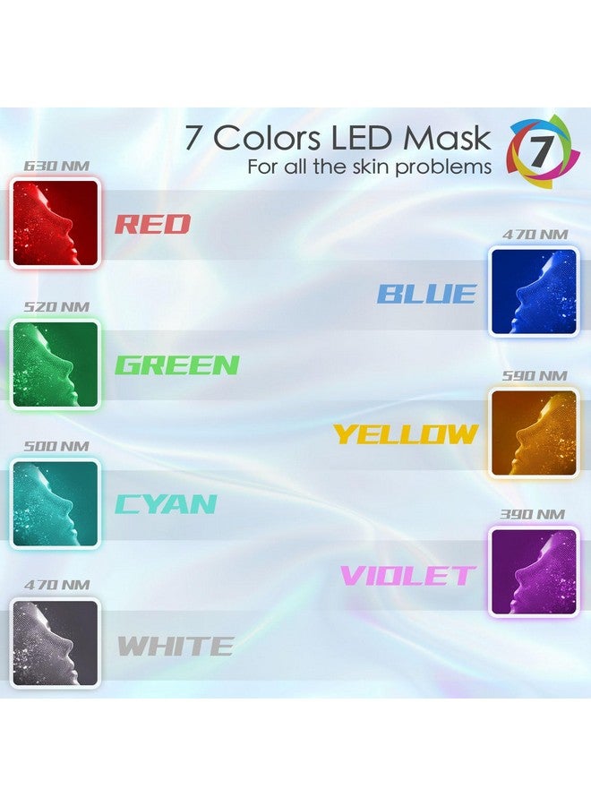 HXDZFX HXDZFX LED FACIAL LIGHT THERAPY MASK-Led Face Mask Light Therapy, 7 Led Light Therapy Facial Skin Care Mask - Blue & Red Light for Acne Photon Mask - Skin Care Mask for Face and Neck.White  - Image 3