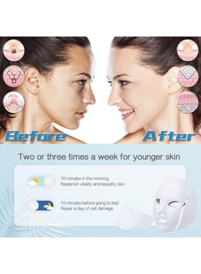 HXDZFX HXDZFX LED FACIAL LIGHT THERAPY MASK-Led Face Mask Light Therapy, 7 Led Light Therapy Facial Skin Care Mask - Blue & Red Light for Acne Photon Mask - Skin Care Mask for Face and Neck.White  - Image 4