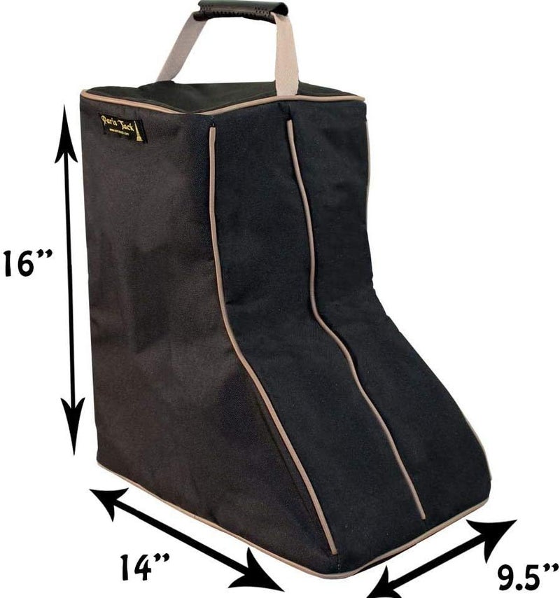 Paris Tack 3 Layer Padded Back Open Western Boot Bag, Black/Beige Trim - Image 2