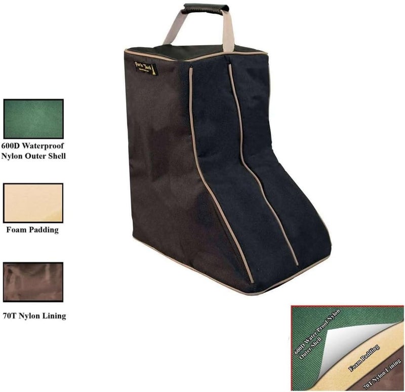 Paris Tack 3 Layer Padded Back Open Western Boot Bag, Black/Beige Trim - Image 3