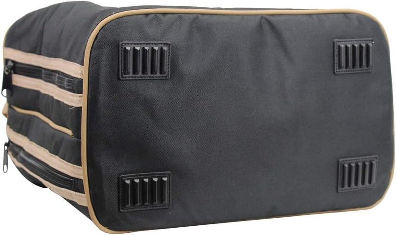 Paris Tack 3 Layer Padded Back Open Western Boot Bag, Black/Beige Trim - Image 5