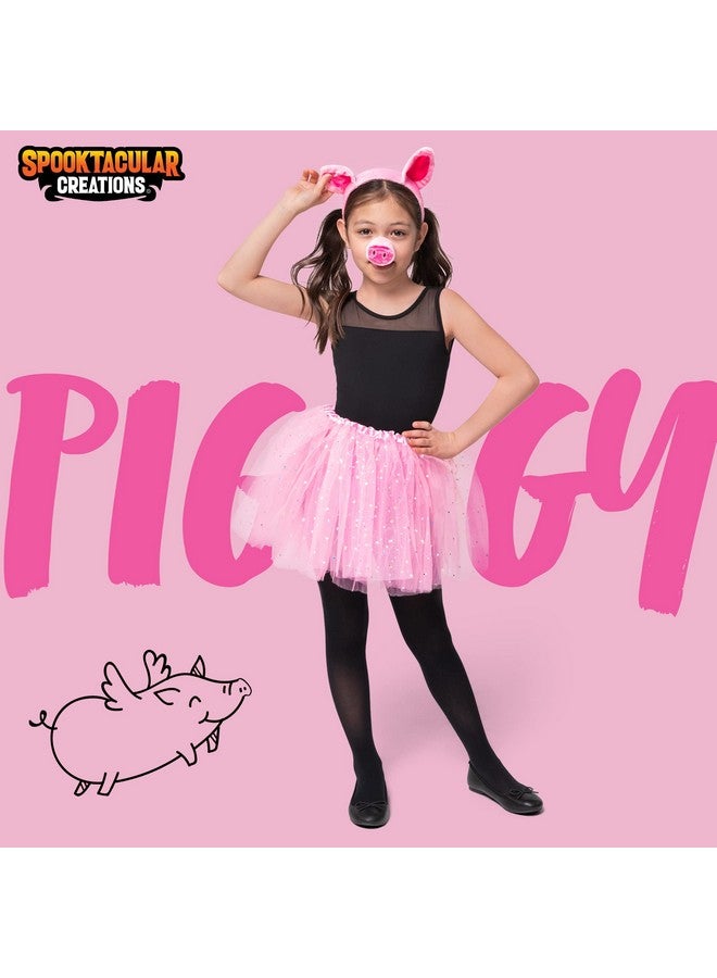 Spooktacular Creations Spooktacular Creations Pink Pig Costume Set with Pig Ears Nose Tail Tutu Skirt Halloween Animal Fancy Costume Accessories for Kids - Image 2