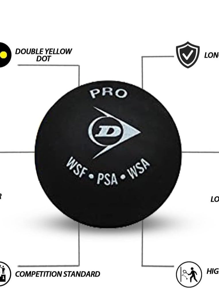 Dunlop Sports Dunlop Pro - Double Yellow Dot Squash Ball - 1-Pack  - Image 2