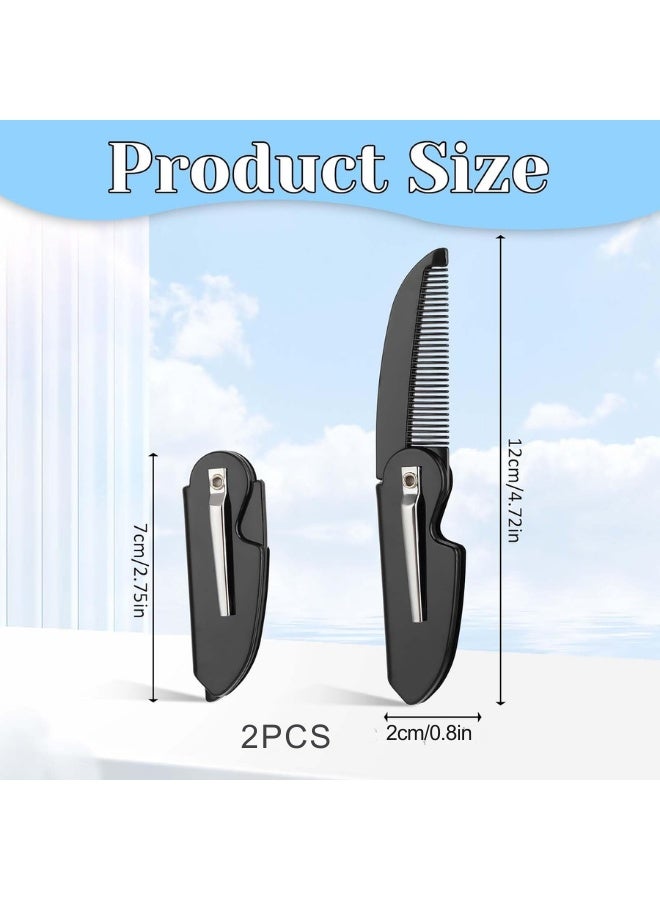 DOUGEI 2 Pcs Folding Mustache Comb Portable Beard Comb Fine Teeth Beard Brush Plastic Mustache Brush Moustache Comb Small Pocket Comb for Men Mustache Hair Care Styling Grooming - Image 2