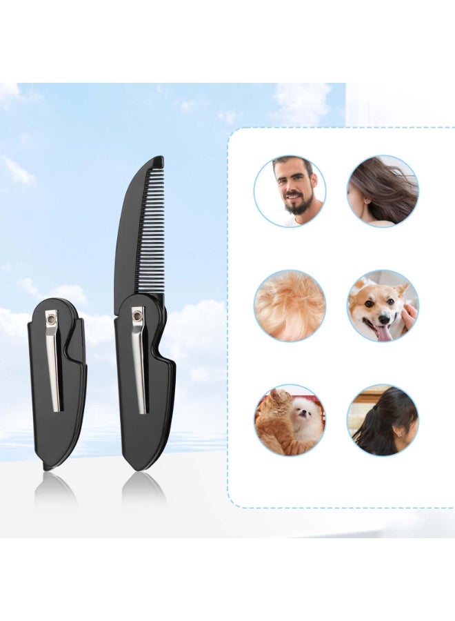 DOUGEI 2 Pcs Folding Mustache Comb Portable Beard Comb Fine Teeth Beard Brush Plastic Mustache Brush Moustache Comb Small Pocket Comb for Men Mustache Hair Care Styling Grooming - Image 5