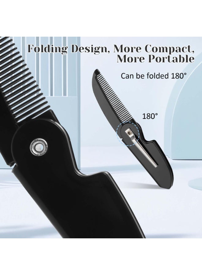 DOUGEI 2 Pcs Folding Mustache Comb Portable Beard Comb Fine Teeth Beard Brush Plastic Mustache Brush Moustache Comb Small Pocket Comb for Men Mustache Hair Care Styling Grooming - Image 3