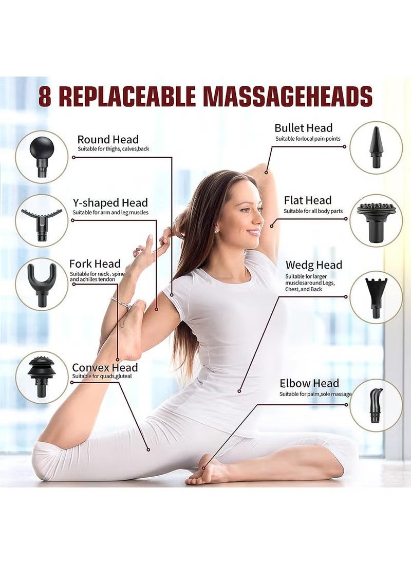 JWSISSIE - Triangular Fascia  LCD Electric Massager With 8 Replaceable Massage Heads 32 Gears Of Vibration Adjustment For Deep Tissue Muscle Massage - Image 1