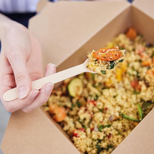 MATANA - 100% Natural Disposable Bamboo Wooden Forks 5.5" Inch (200 Pack) - Compostable Cutlery, Biodegradable Utensils for Garden Parties & Summer Events - Image 2