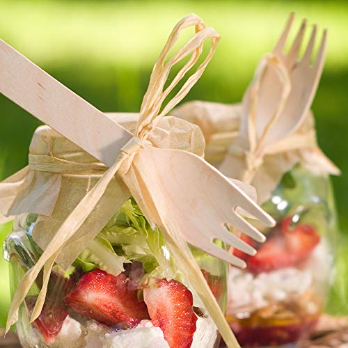 MATANA - 100% Natural Disposable Bamboo Wooden Forks 5.5" Inch (200 Pack) - Compostable Cutlery, Biodegradable Utensils for Garden Parties & Summer Events - Image 4