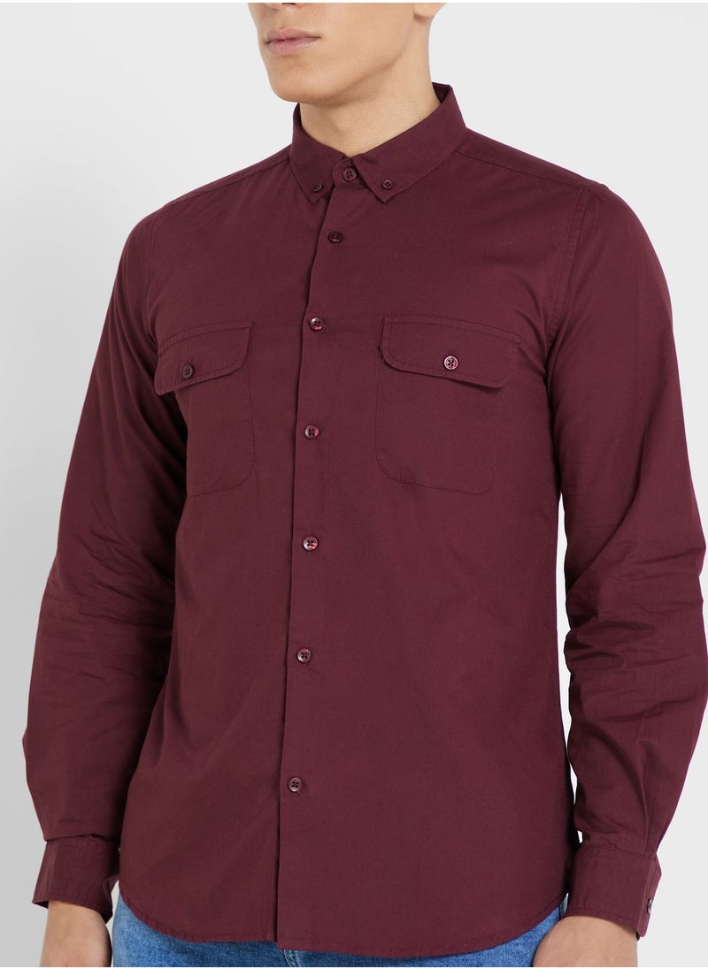 Seventy Five - Pure Cotton Casual Double Pocket Shirt - Image 1