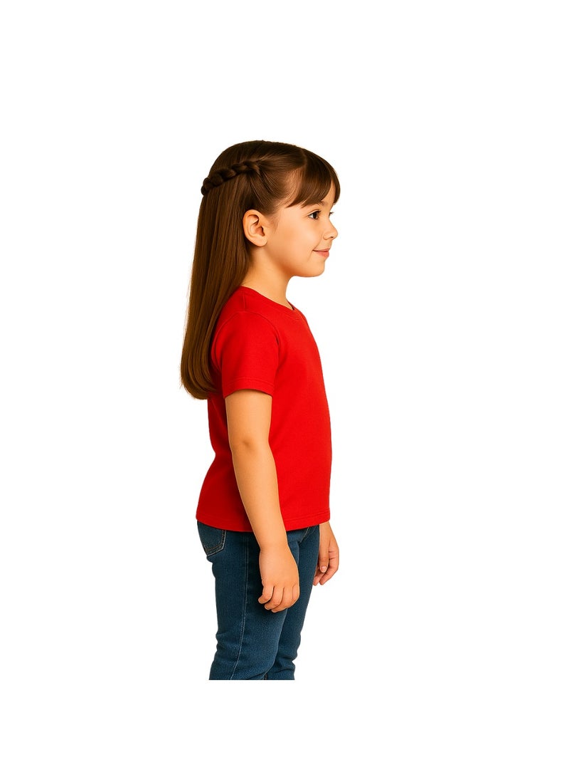 UAE National Day Cartoon Printed T-Shirt For Girls – Red Round Neck Cotton Tee With Emirati Flag Design | Kids National Day Outfit - Image 4