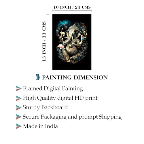 Indianara Lord Ganesha Painting With Frame 13 Inches X 10 Inches - Image 4