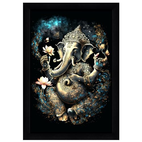 Indianara Lord Ganesha Painting With Frame 13 Inches X 10 Inches - Image 1