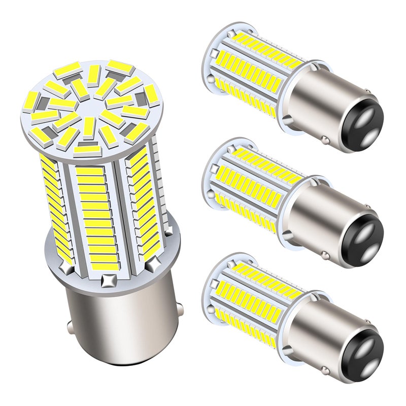 RVZONE 1142 1076 1130 1176 S8 BA15D LED Bulbs, Super Bright 3014 105SMD LED Replacement for 12 Volt RV Camper Trailer Boat Trunk Interior Lights 4-Packs White