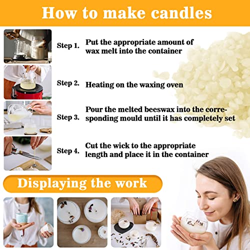 CARGEN White Beeswax Pellets - 428g(0.94lb) Bees Wax Pellets Melts Organic Beeswax for Skin, Bees Wax for Candles Making Triple Filtered for Lip Balm Lotion and Soap Making Supplies - Image 3