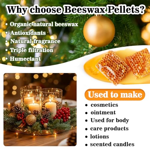 CARGEN White Beeswax Pellets - 428g(0.94lb) Bees Wax Pellets Melts Organic Beeswax for Skin, Bees Wax for Candles Making Triple Filtered for Lip Balm Lotion and Soap Making Supplies - Image 2