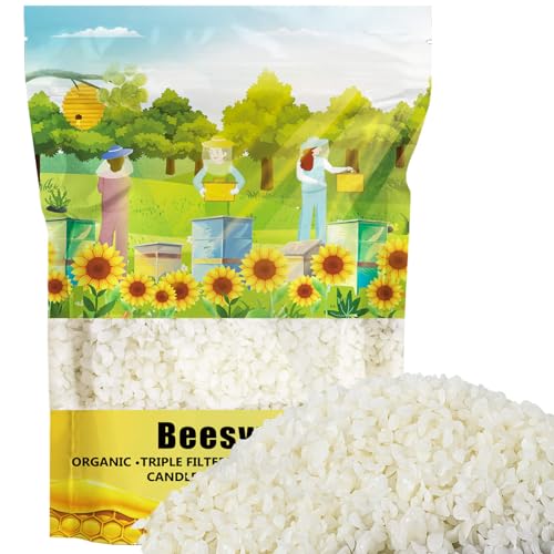 CARGEN White Beeswax Pellets - 428g(0.94lb) Bees Wax Pellets Melts Organic Beeswax for Skin, Bees Wax for Candles Making Triple Filtered for Lip Balm Lotion and Soap Making Supplies - Image 1