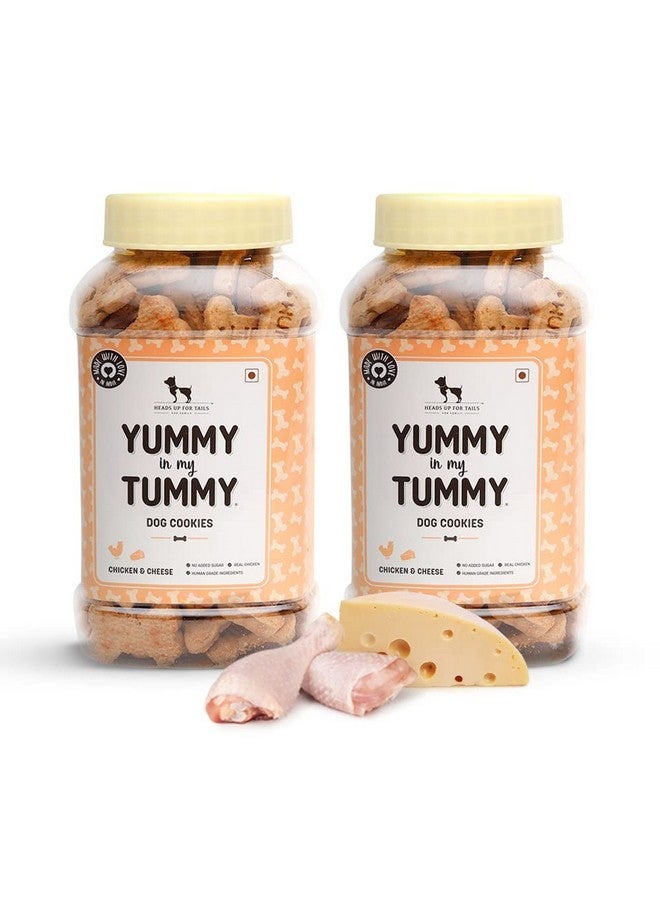 Heads Up For Tails Dog Biscuits Non Veg - Treats Cookies (320 GMS Each, Chicken & Cheese) -Pack of 2,All Life Stages - Image 1