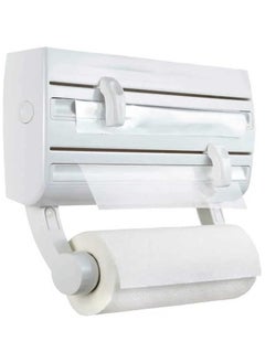 Plastic Triple Paper Dispenser, Kitchen Wall Mounted Paper Towel Holder Cling Film Tinfoil Triple Roll Dispenser Toilet Tissue Paper Holders Kitchen Multicolor Pack of 1