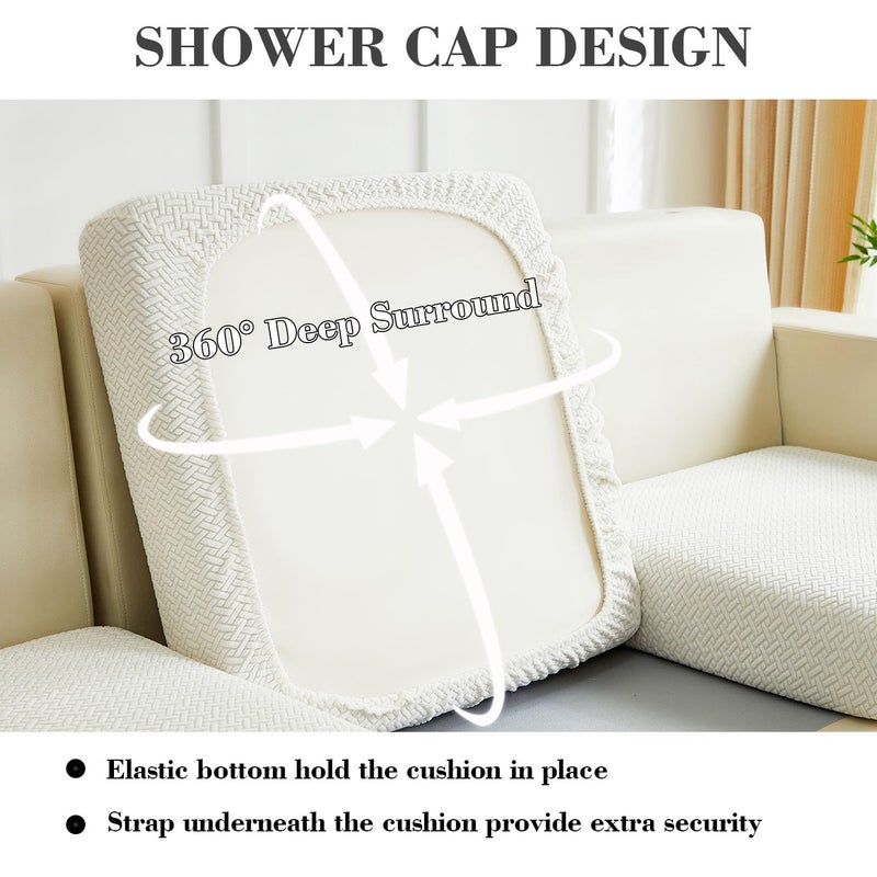 Disayu Sofa Covers Couch Covers for Sofa Pet Friendly Couch Cushion Covers Universal Sofa Covers Washable Stretch Slipcovers for Sectional Sofa (Texture Ivory White,Back Cover L) - Image 4