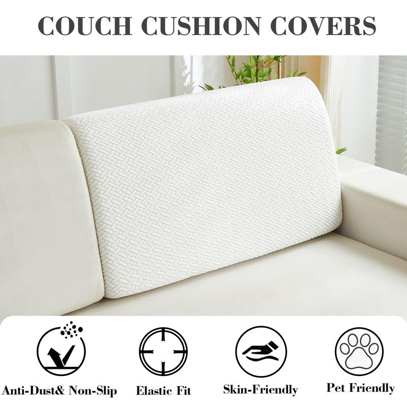 Disayu Sofa Covers Couch Covers for Sofa Pet Friendly Couch Cushion Covers Universal Sofa Covers Washable Stretch Slipcovers for Sectional Sofa (Texture Ivory White,Back Cover L) - Image 3